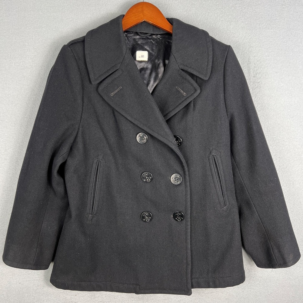 VTG US‎ Navy Womens Enlisted Wool Peacoat Fits S Black Military Double Breasted